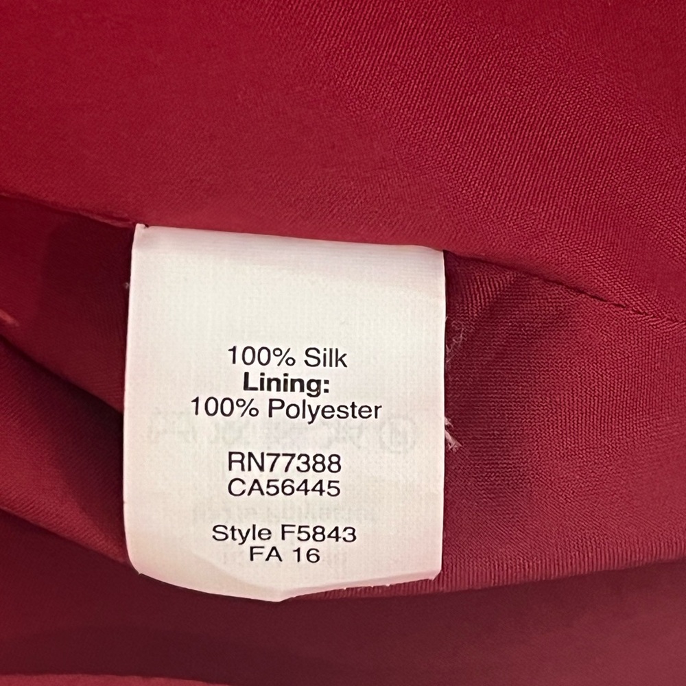 Madewell Silk Ascot Tile Maroon Red white short sleeve Drop Waist dress | Size 0 - Picture 14 of 14